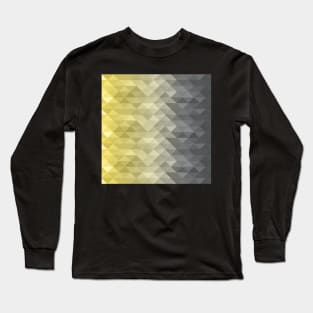 Yellow Ultimate Gray Gradient Geometric Triangle Squares Pattern Long Sleeve T-Shirt